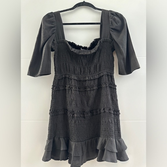 Favlux Black Puff Sleeve Square Neck Mini Dress | Size L - Picture 11 of 13